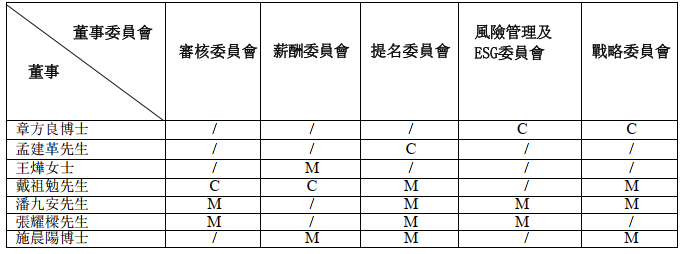 董事名單及其角色及職能